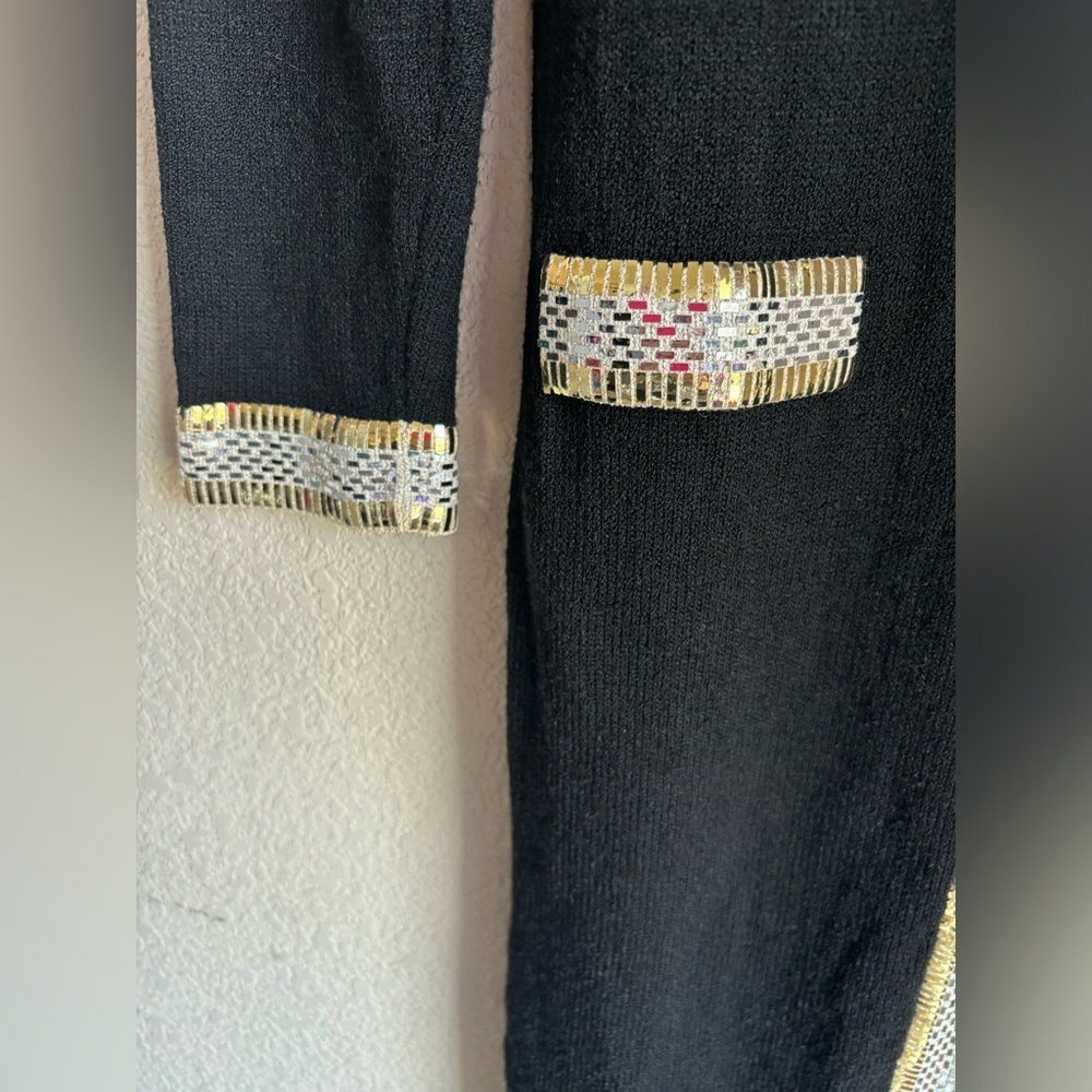 Vintage Toula Santana Gold and Silver Metallic Embellished Knit Dress 6 - Picture 6 of 9